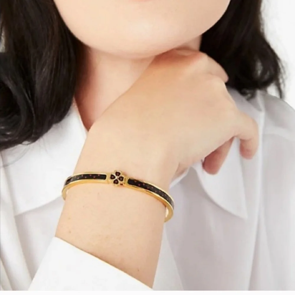 🖤🔹️Kate Spade 🔹️Heritage Spade Flower Thin Hinged Bangle - Picture 2 of 4